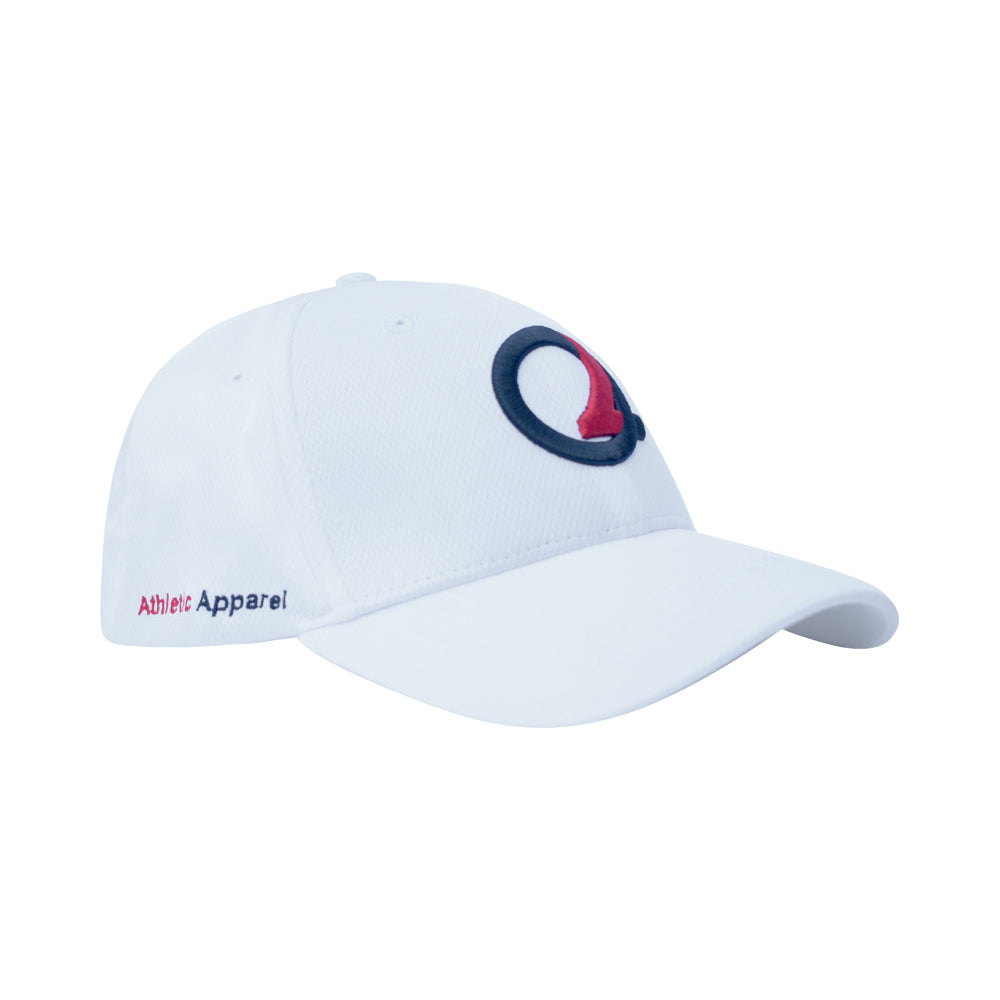 Q2 Apparel Athletic White Black/Red Logo Cap Flex Fit –