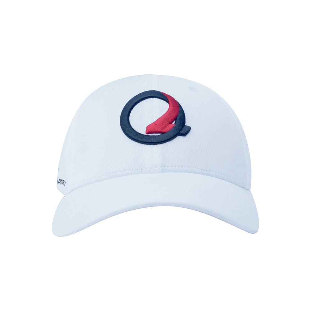 White Flex Fit Cap Black/Red Logo – Q2 Athletic Apparel